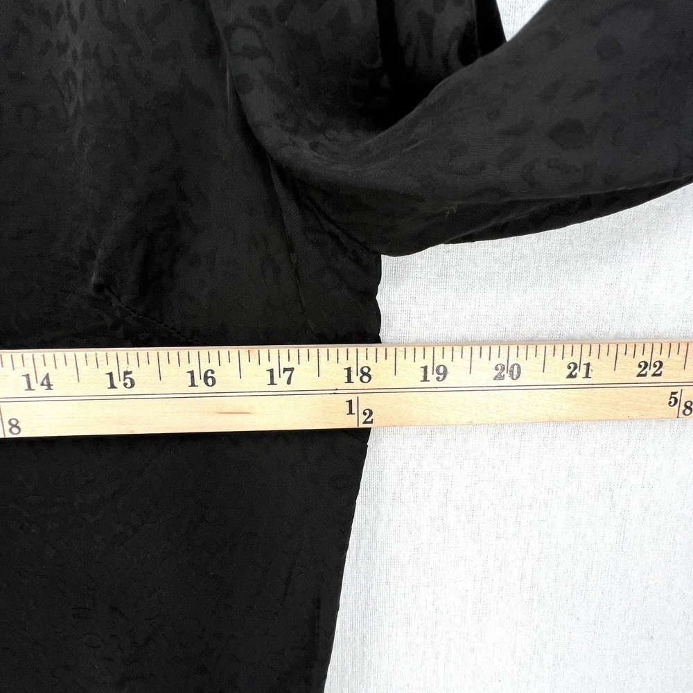 GOOD AMERICAN Leopard Jacquard Tie Front Top Womens Medium 2 Black Long Sleeve - Picture 12 of 16